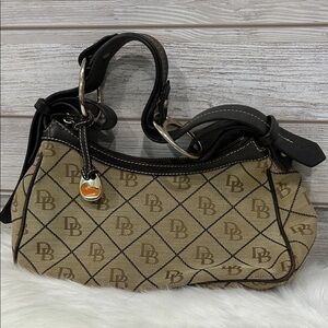 Dooney & Bourke Tan and Brown Monogram Shoulder Bag